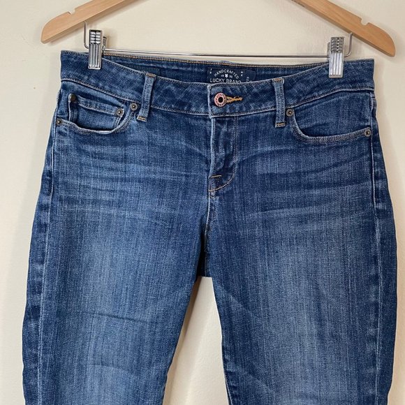 Lucky Brand Lolita Skinny Frayed Distressed Cropped Jeans Mid Rise Size 8 - Picture 2 of 12